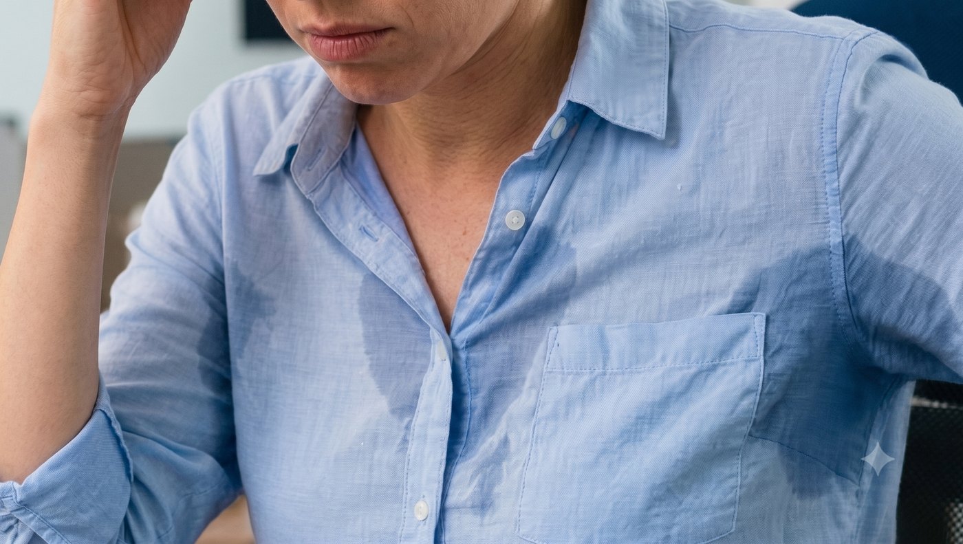 Hiperhidrosis axilar: camisa real manchada por el sudor